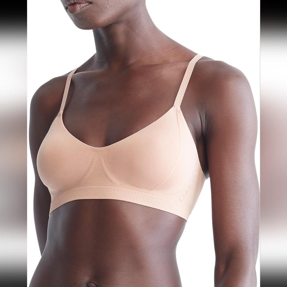 NWT Calvin Klein Women's Bonded Flex Lightly Lined Bralette, Beige Color, Size M